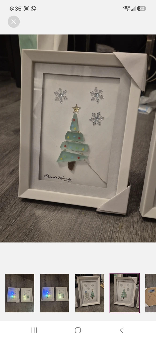 Set of 2 LED Lighted Sea Glass Christmas Frames - photo 4