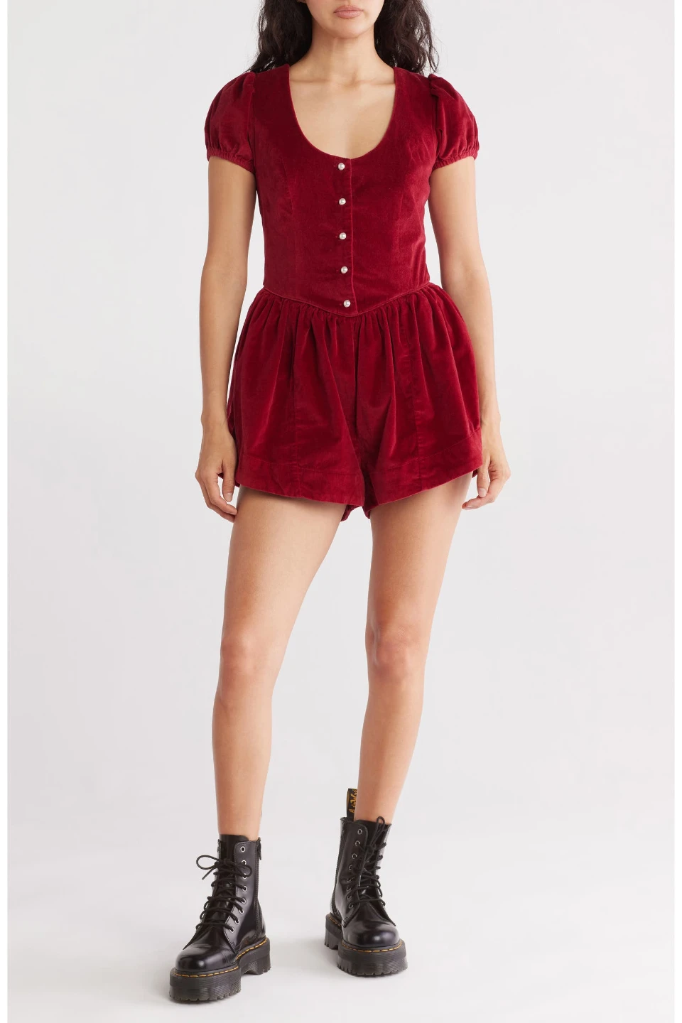 Free People Silver Bells Velvet Romper - photo 2