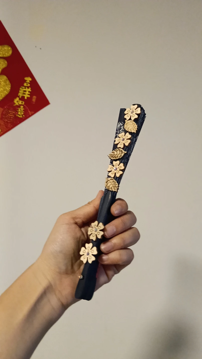 Decorative Navy Blue Floral Hand Fan