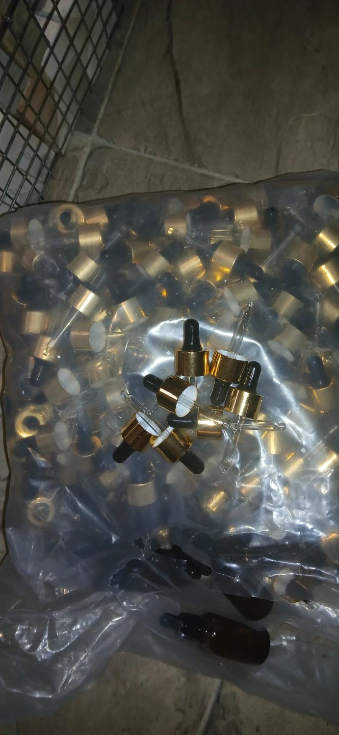 Bulk Lot of Gold and Black Glass Droppers