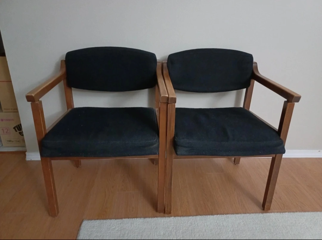 Set of Two Mid-Century Style Wood Armchairs