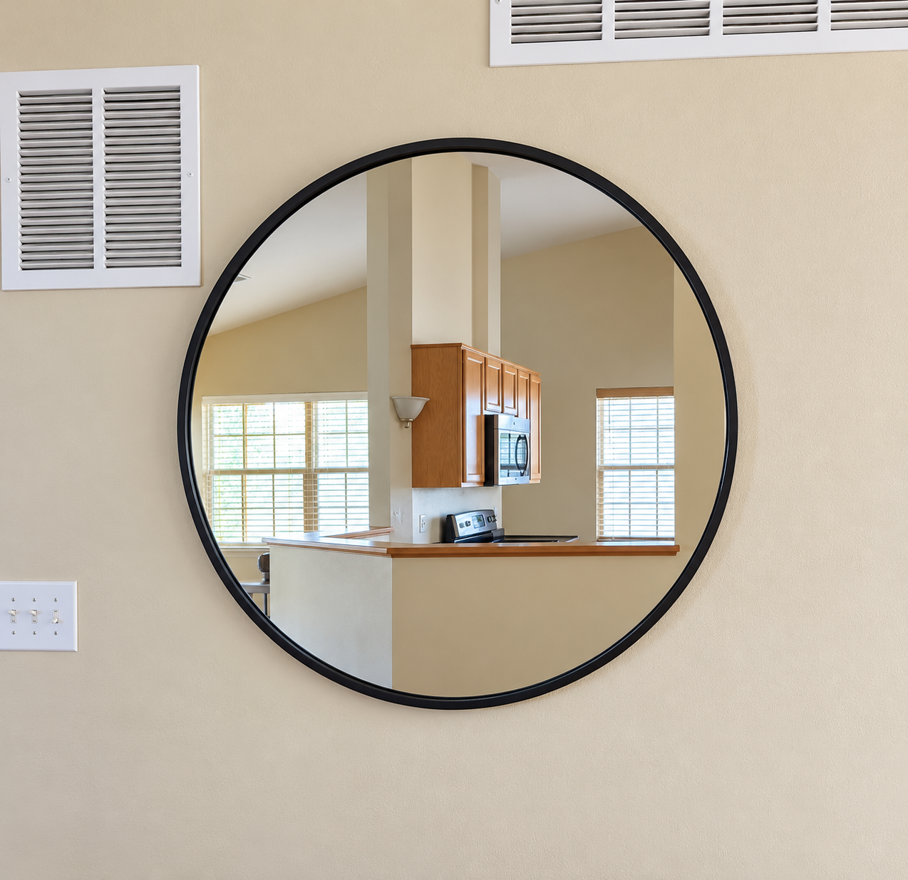 Large Round Black Wall Mirror