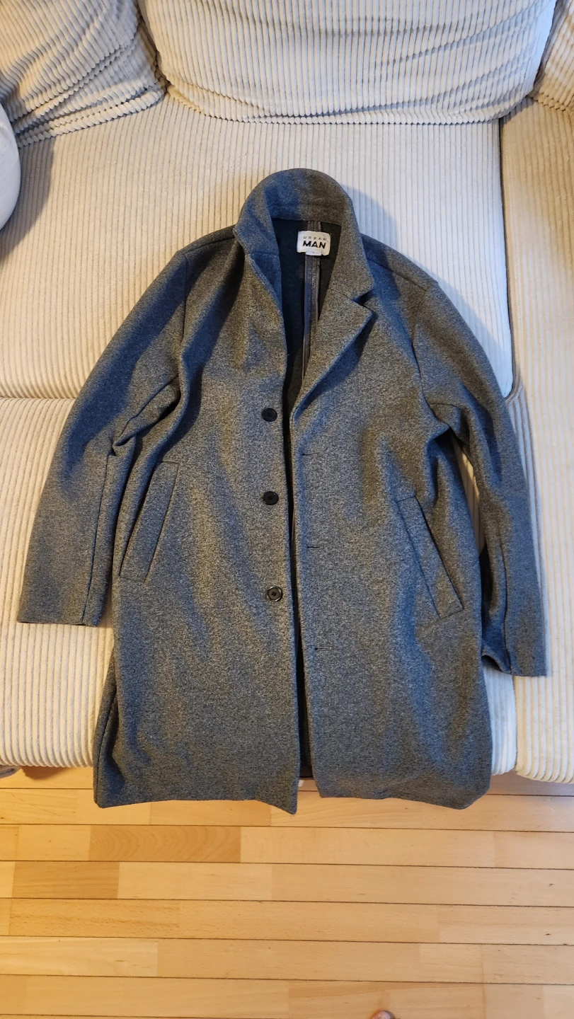 Urban Man Grey Wool-Blend Overcoat