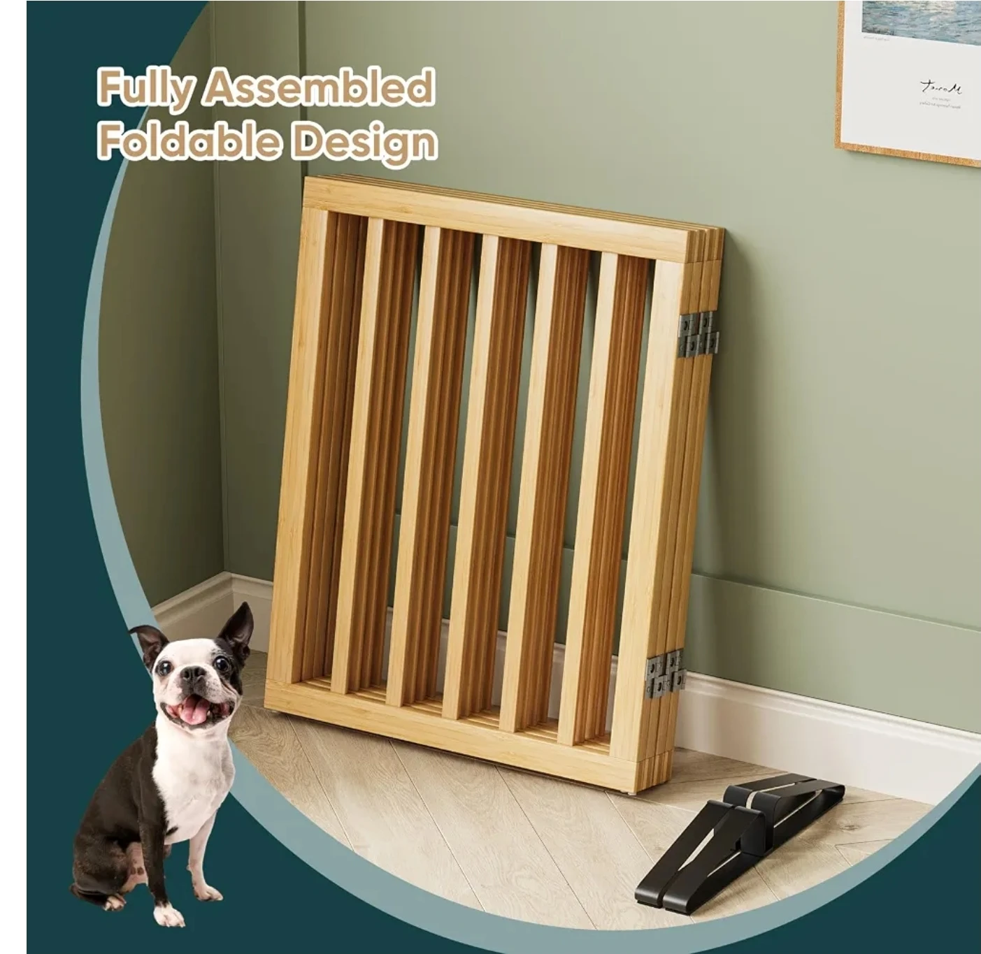 Babelio® 34" H Extra Tall No Bottom Bar Baby Gate, 26-43" W - photo 3