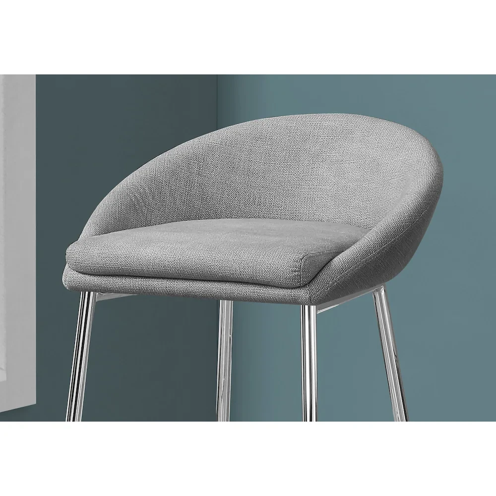 Set of Two Grey Fabric Bar Stools with Round Glass Table - photo 5