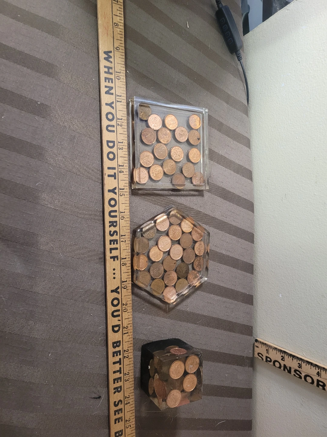 Resin Coin Coasters and Paperweight Set