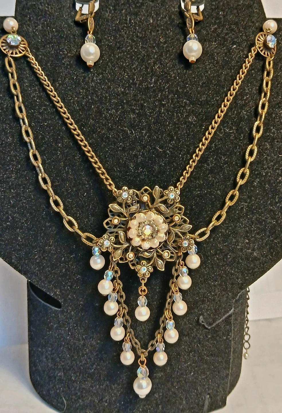 Vintage-Style Pearl and Crystal Jewellery Set - photo 5