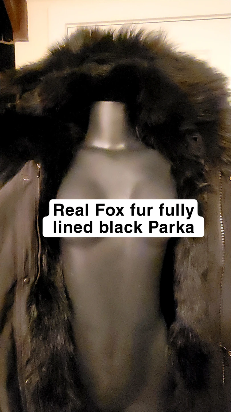 Black Parka with Real Black Fox Fur