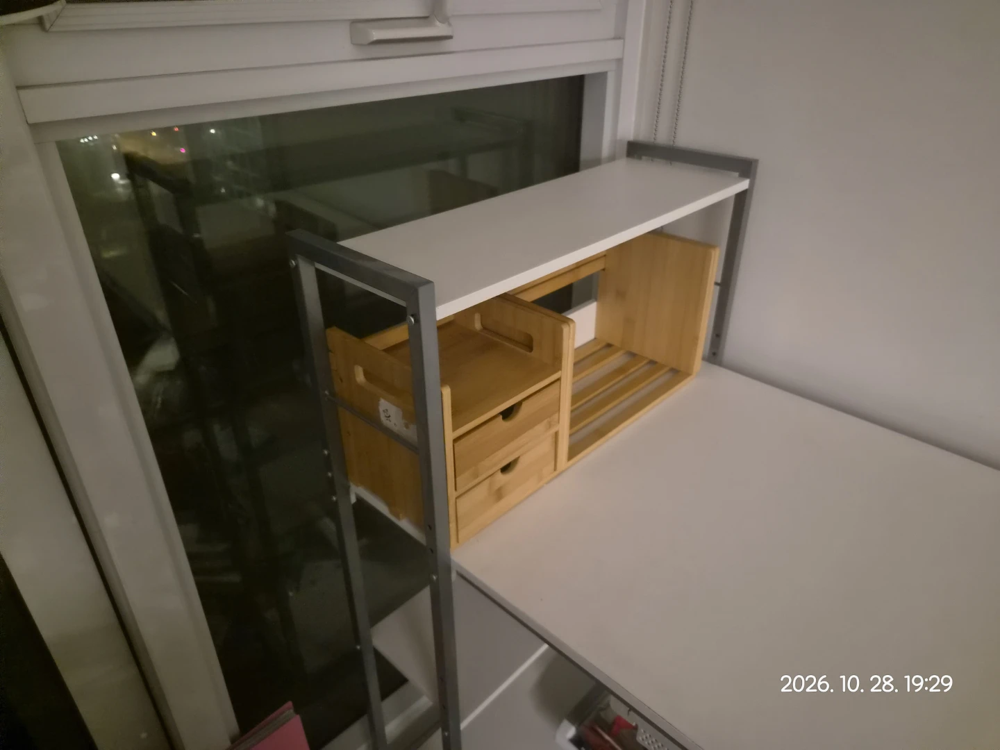 White Metal Frame Desk with Attached Shelving - photo 2