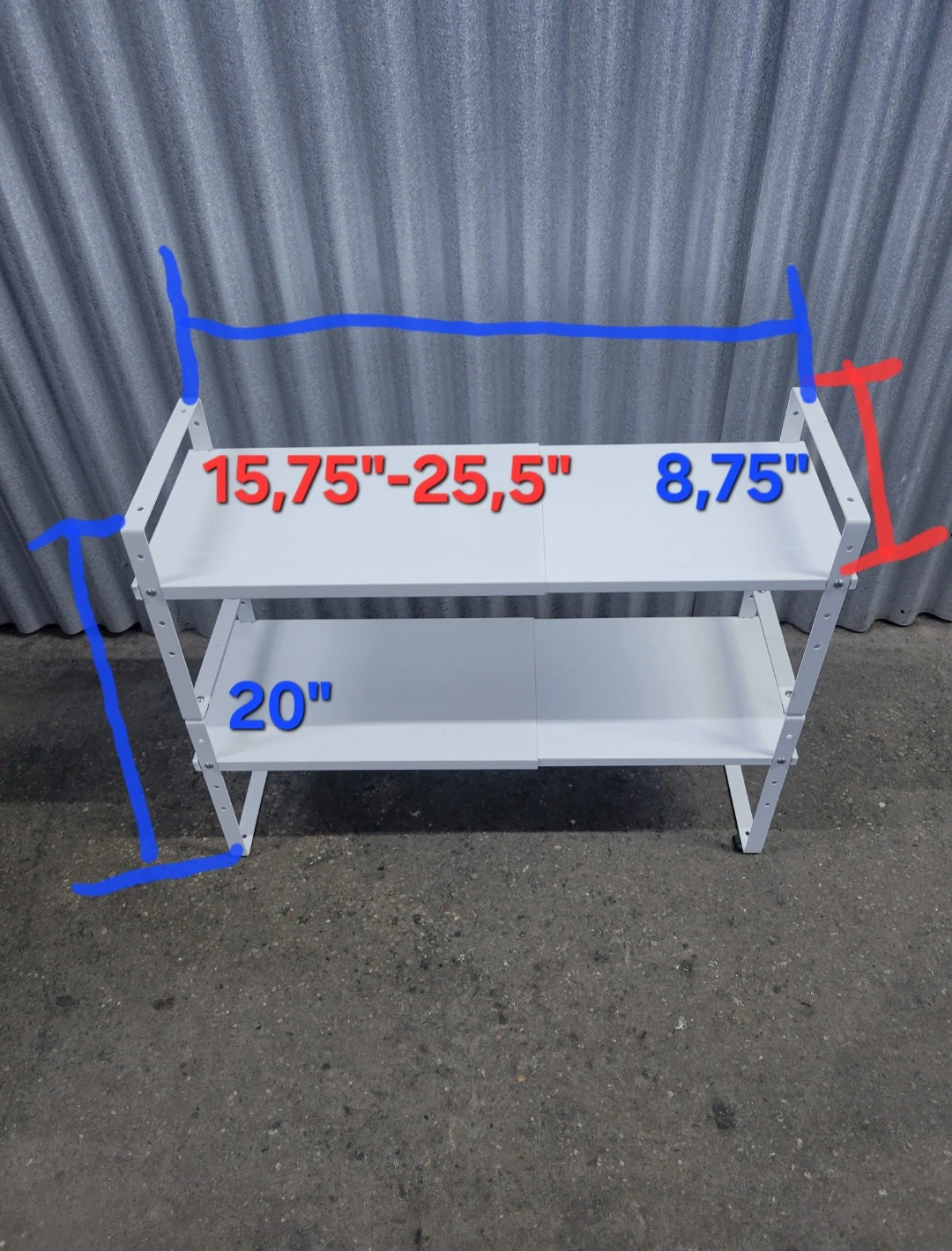 Adjustable 2-Tier White Metal Shelf - photo 3