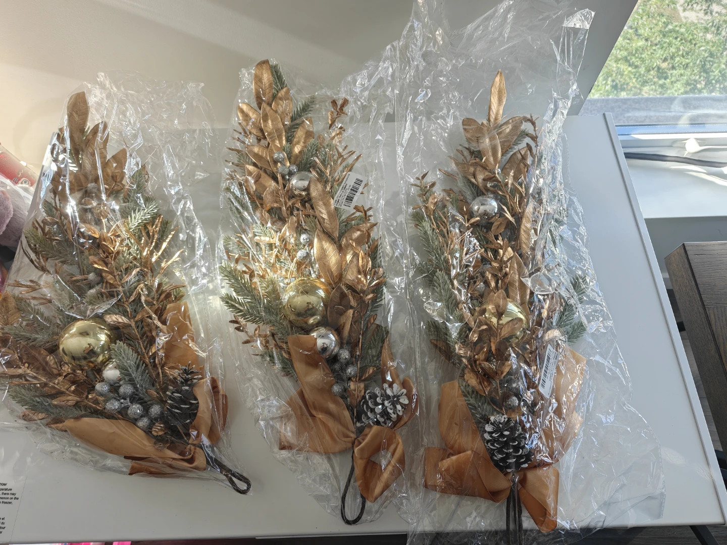 Set of 3 Gold Christmas Swags