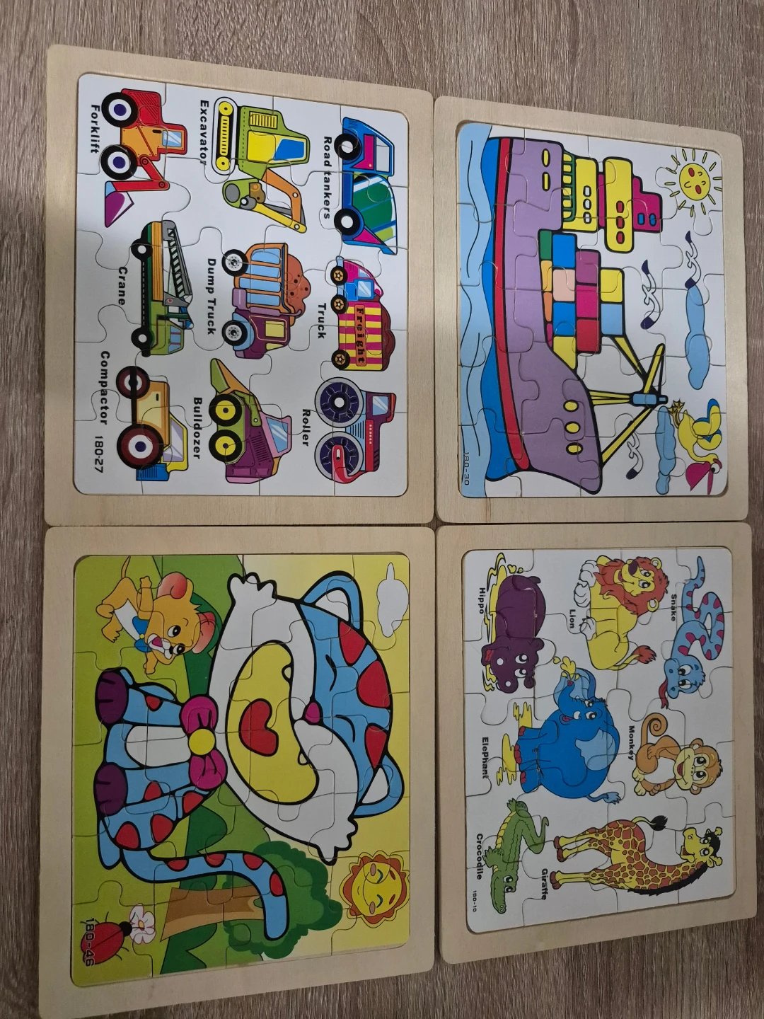 Set of 4 Wooden Jigsaw Puzzles