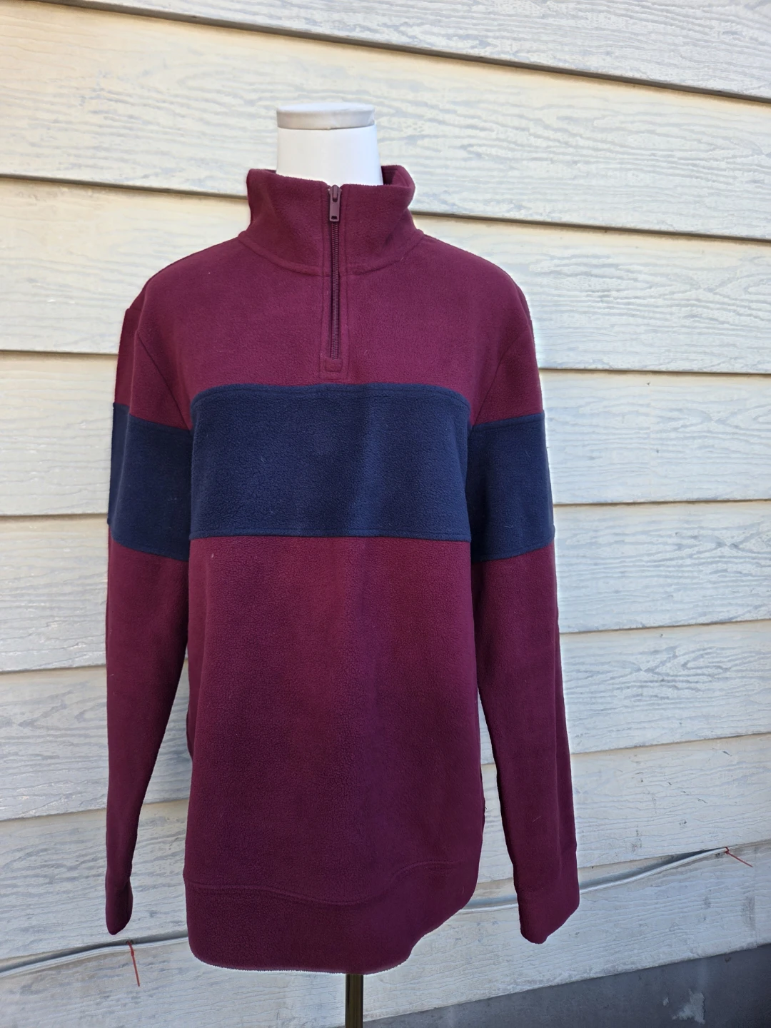 Old Navy Burgundy and Navy Fleece Quarter-Zip