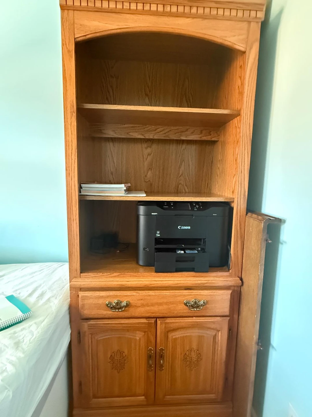 Oak Bookcase with Storage Cabinet