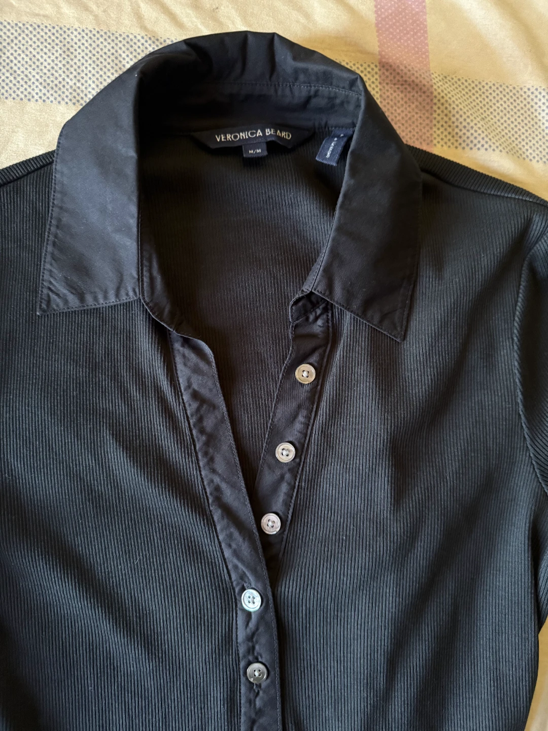Veronica Beard Black Ribbed Polo Shirt - photo 3