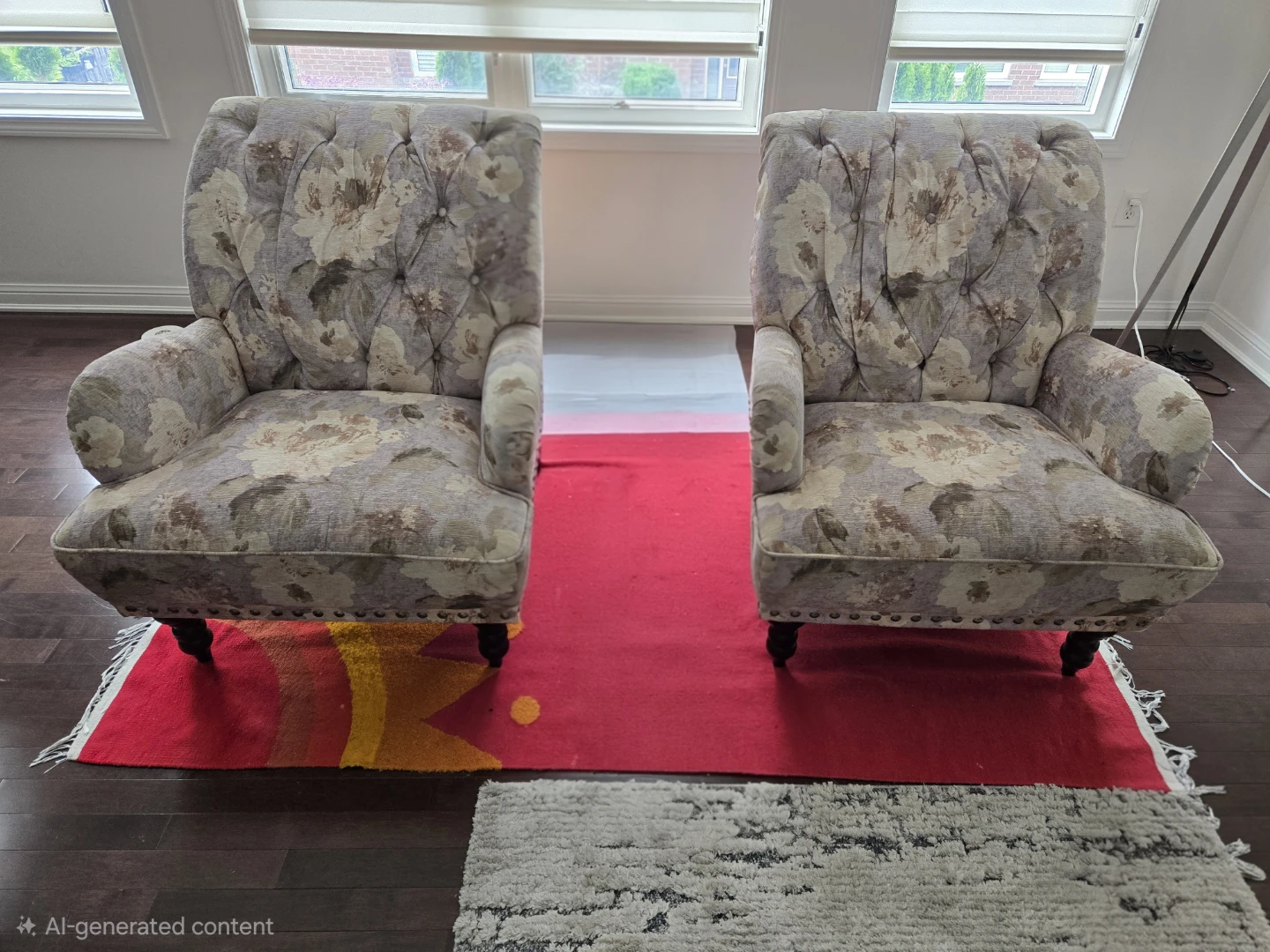 Set of two tufted floral accent chairs - photo 4