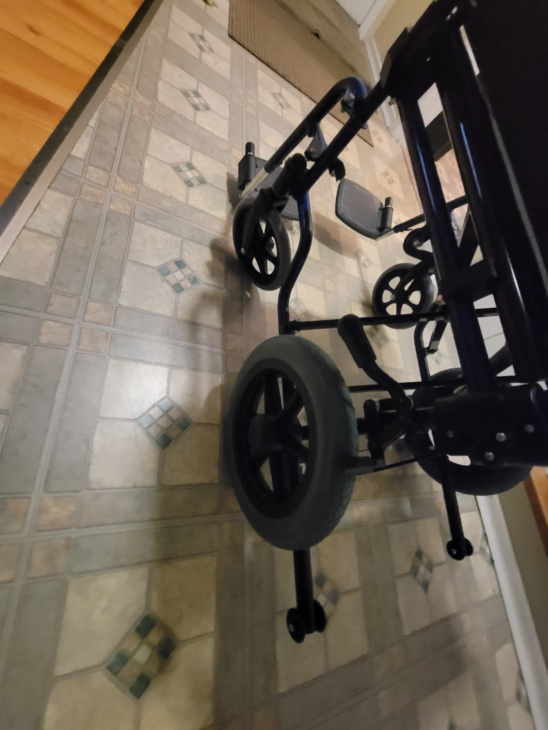 Blue folding transport wheelchair - photo 3