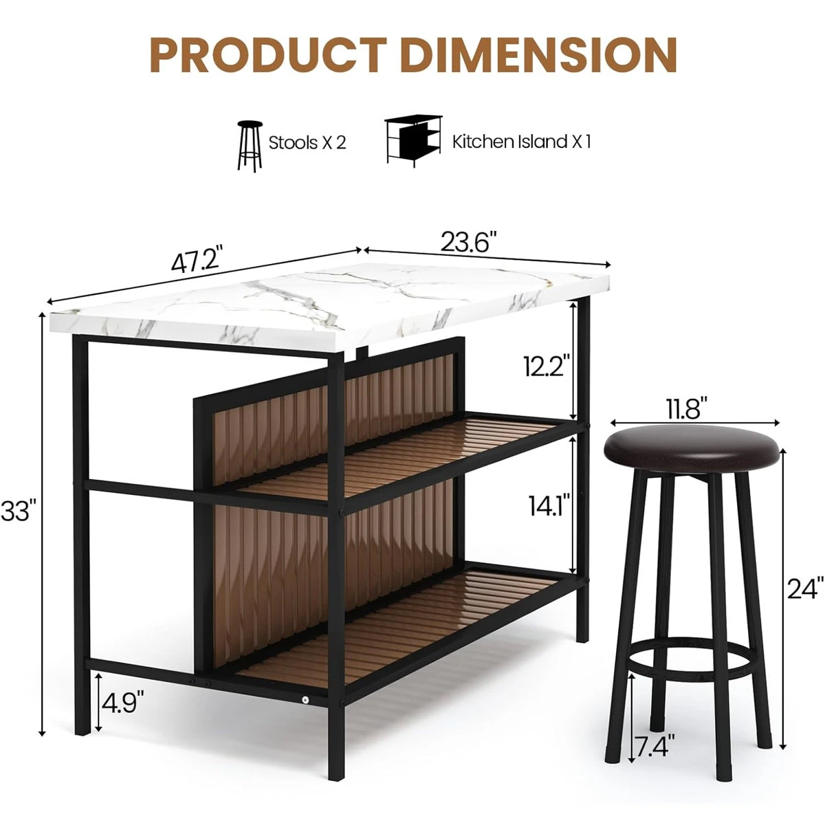 Move out sale: Kitchen Island with Two Stools - photo 5