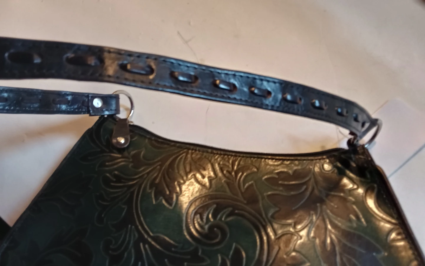 VTG Relic Genuine Tooled Leather Baguette Bag - photo 3