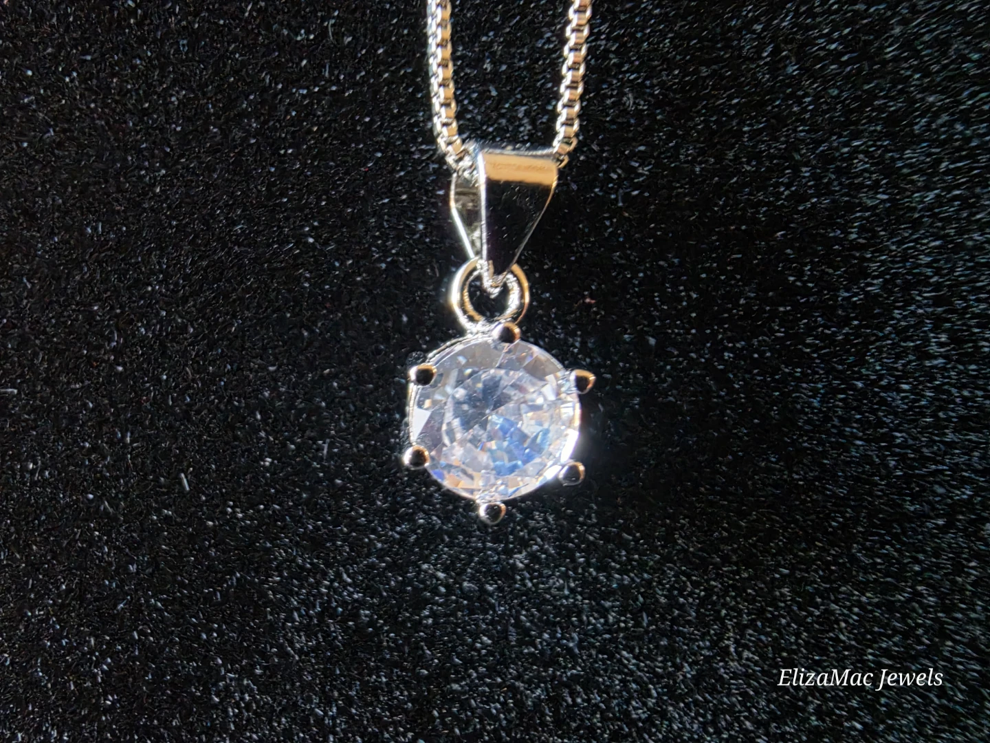 ElizaMac Jewels solitaire moissanite stone necklace