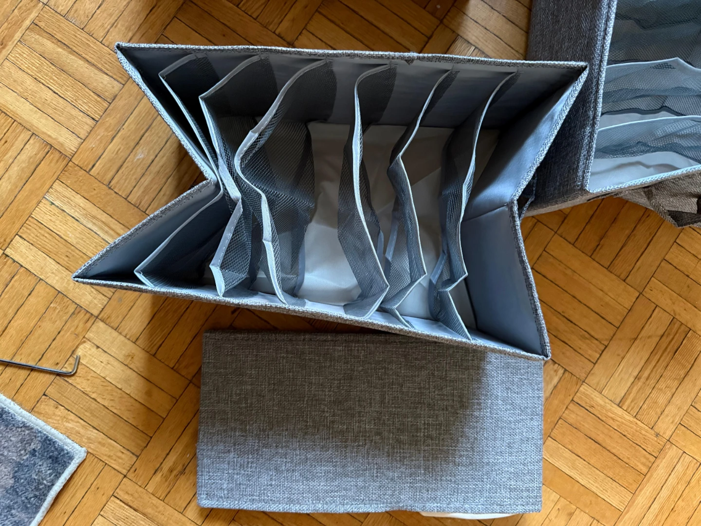 Set of 2 Grey Fabric Drawer Organizers