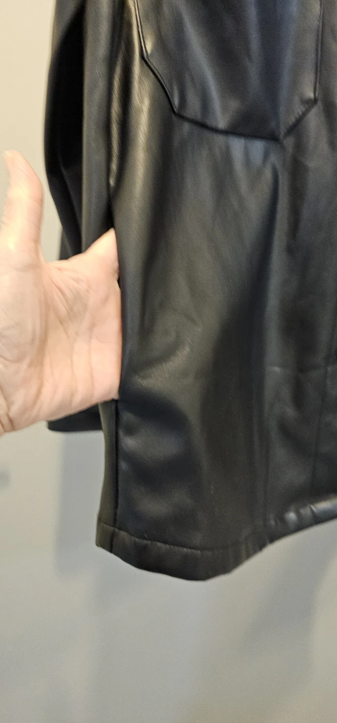 Streetwear Society Black Faux Leather Shirt Jacket - photo 5