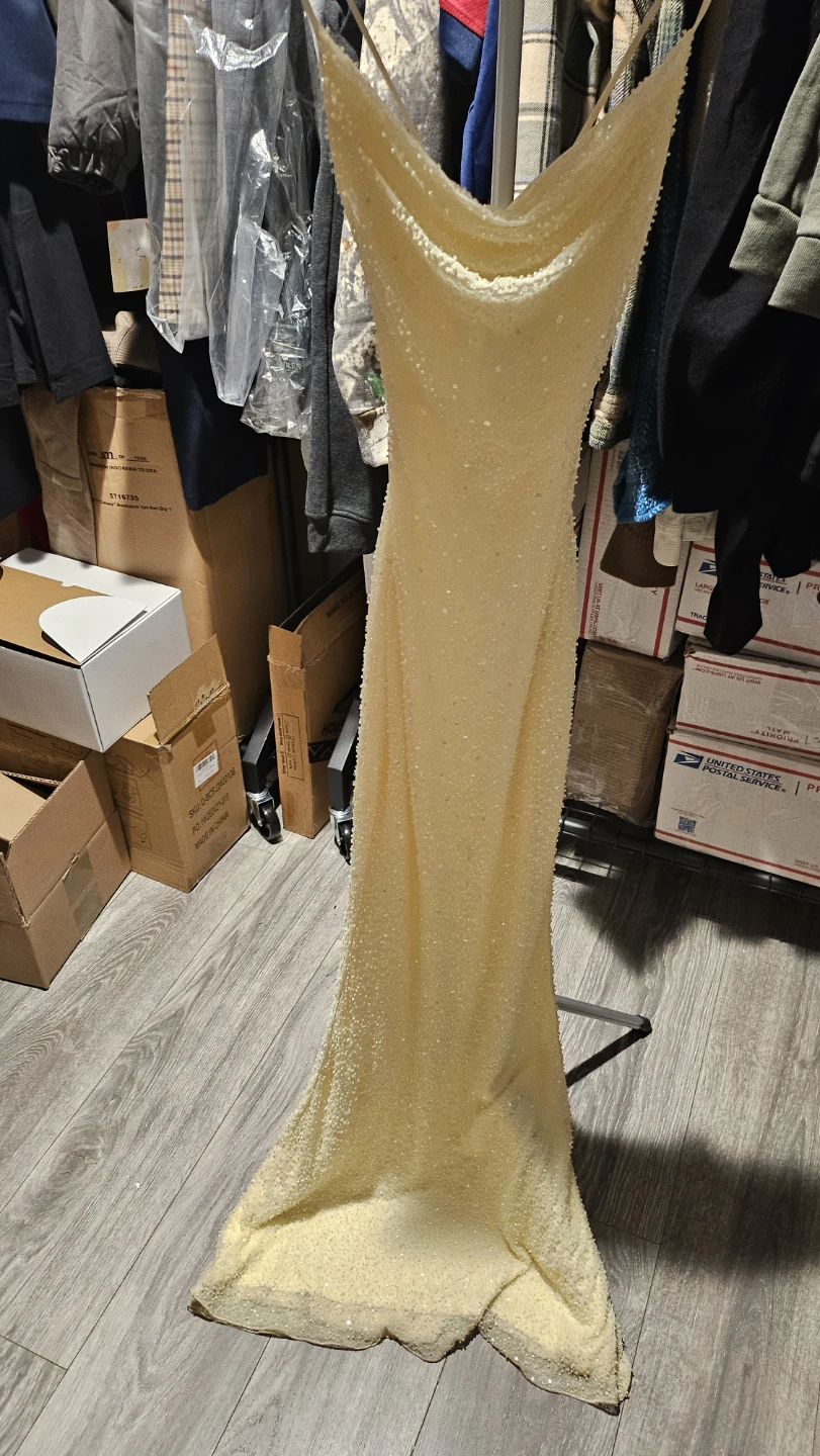 Beaded Yellow Evening Gown