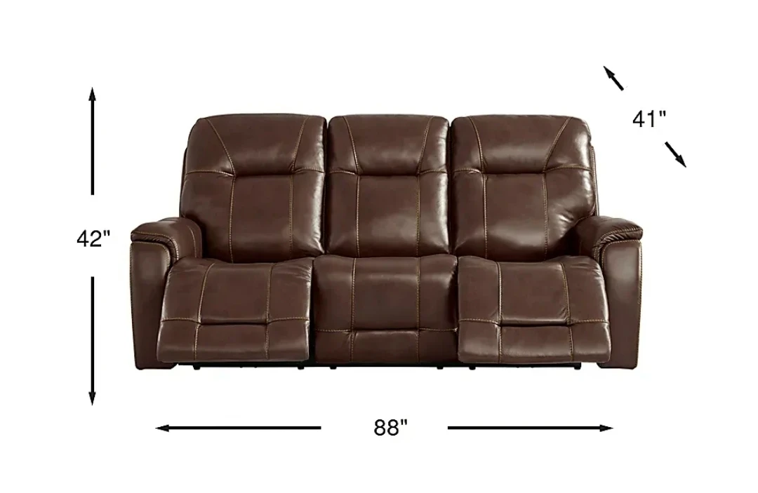 Dark Brown Leather Reclining Sofa - photo 5