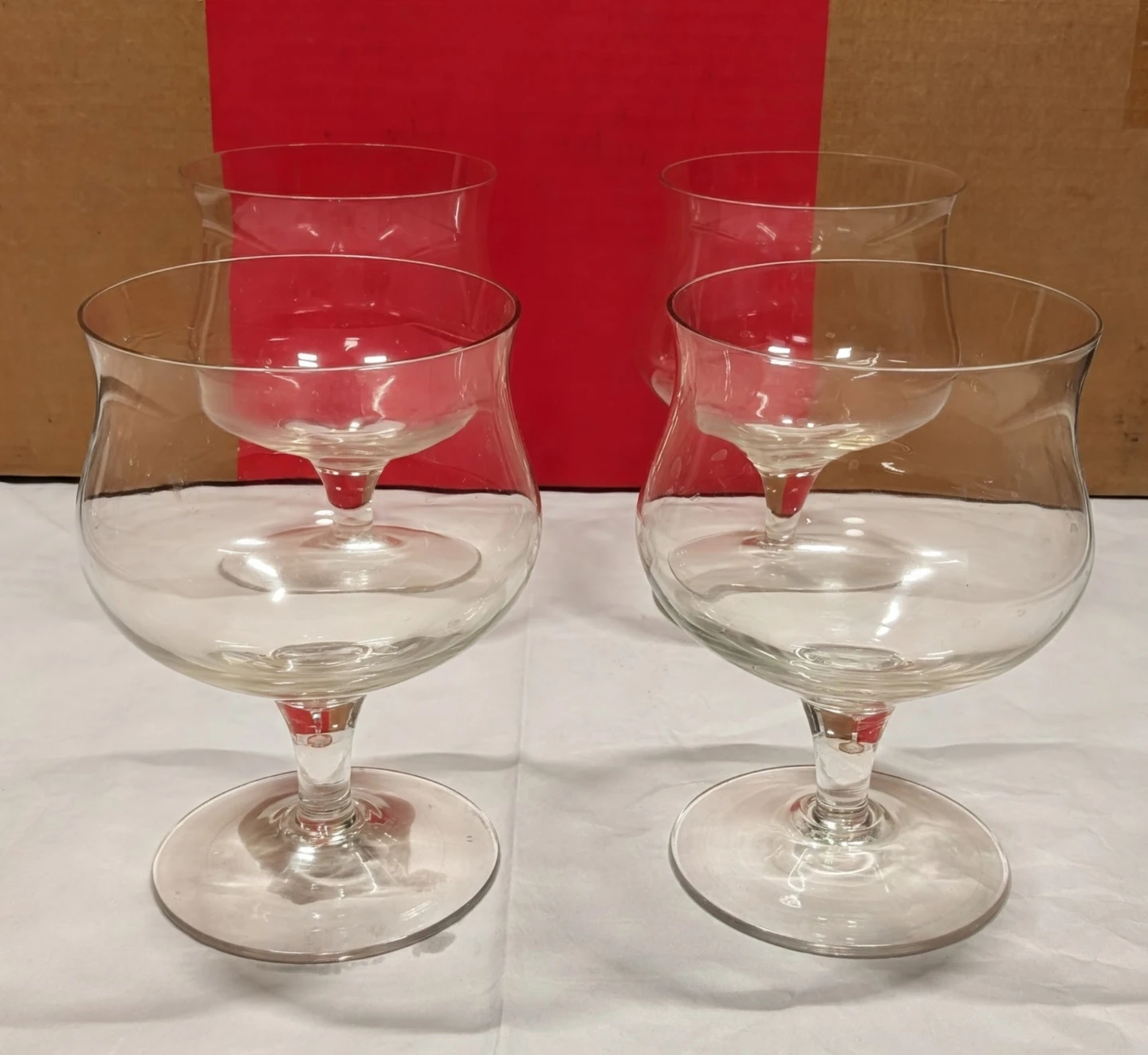 Set of 4 Clear Glass Stemmed Goblets