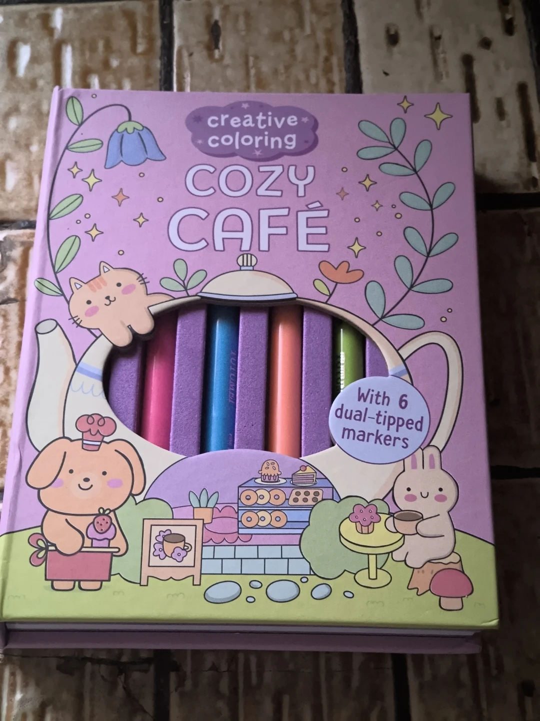 ADORABLE Creative Coloring Cozy Café Book with Markers