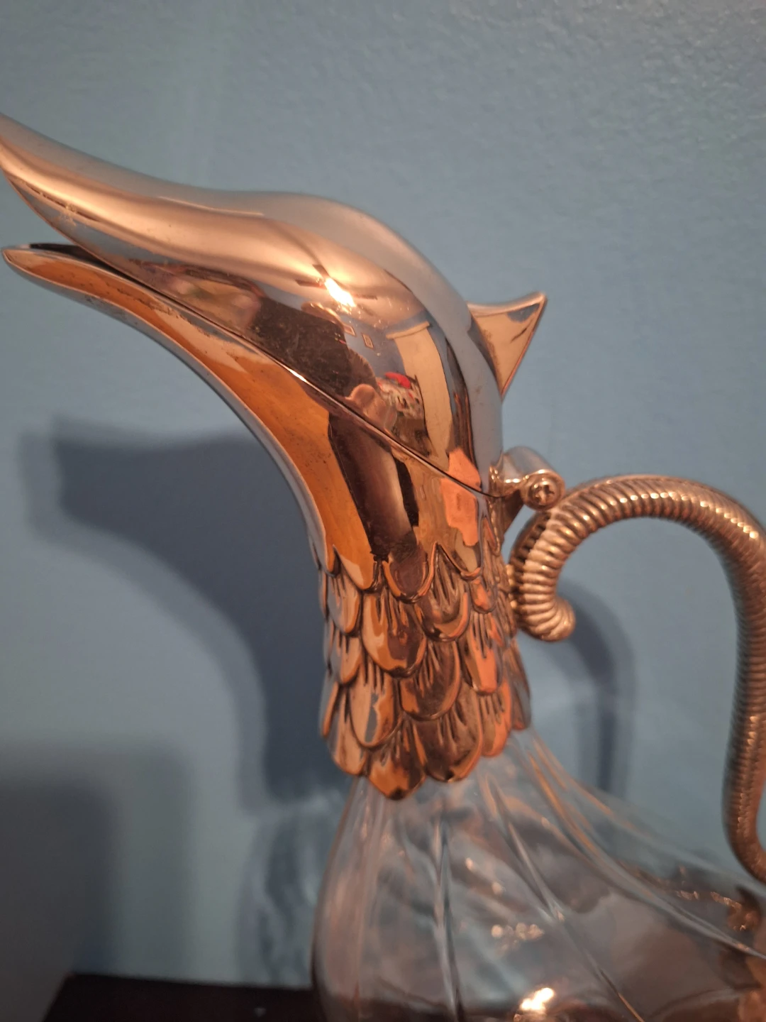 Vintage Crystal and Silver-Plated Duck Decanter - photo 5