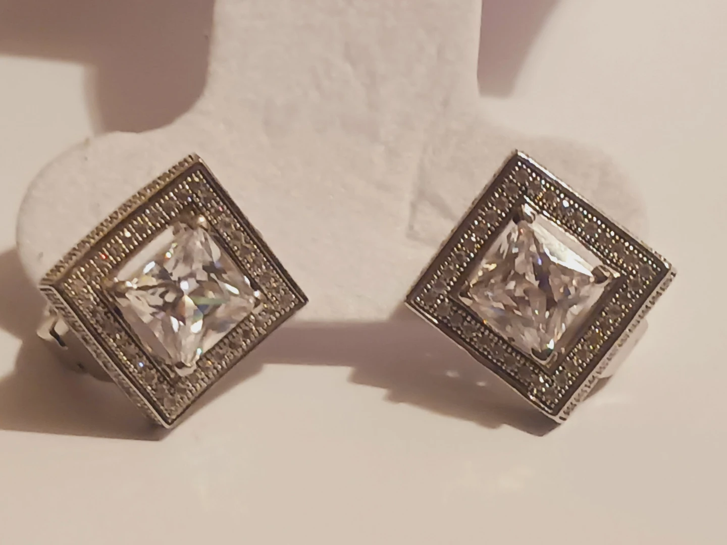 Gorgeous Sterling Silver 925 Square Stud Earrings - photo 2