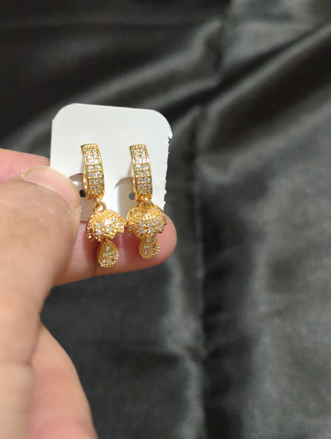 Gold Tone Dangle Hoop Earrings