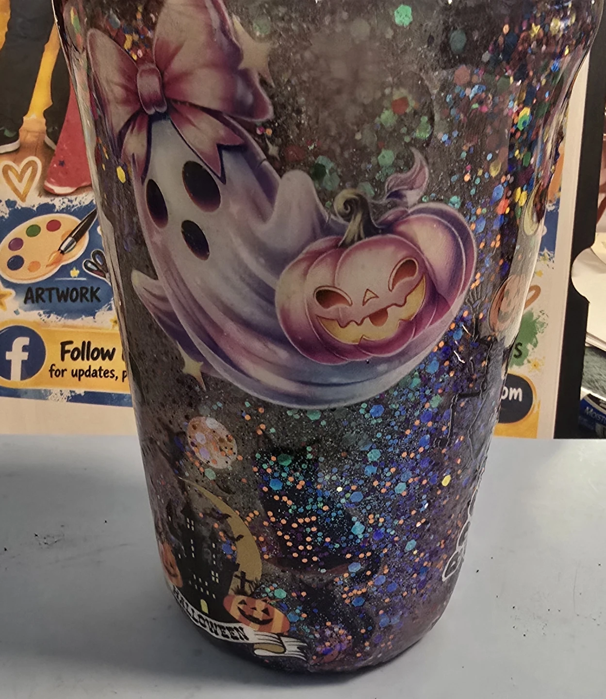 Handmade Halloween Spooky Season Glitter Tumbler - photo 2