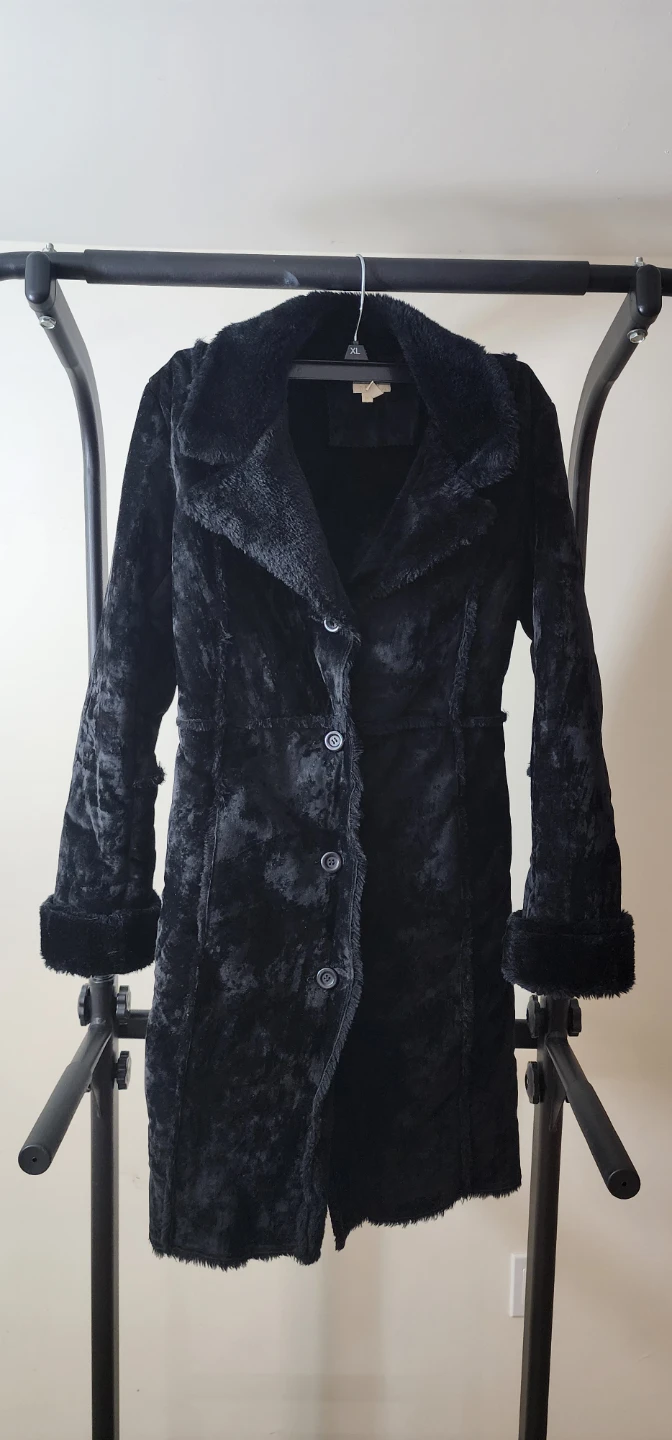 Black Faux Fur Trimmed Coat
