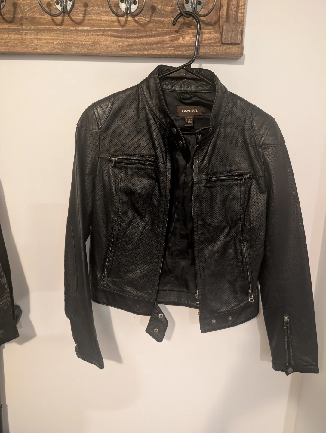 Danier Black Perforated Leather Jacket