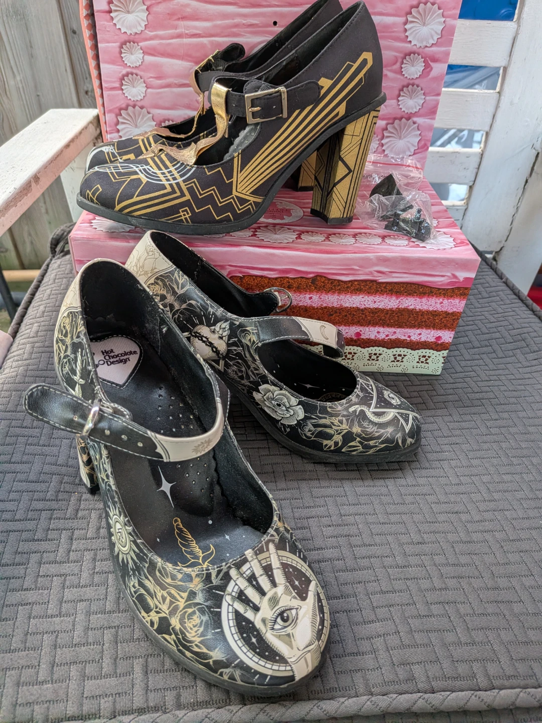 TWO pairs Hot Chocolate Halloween Heels sz 6 - photo 2