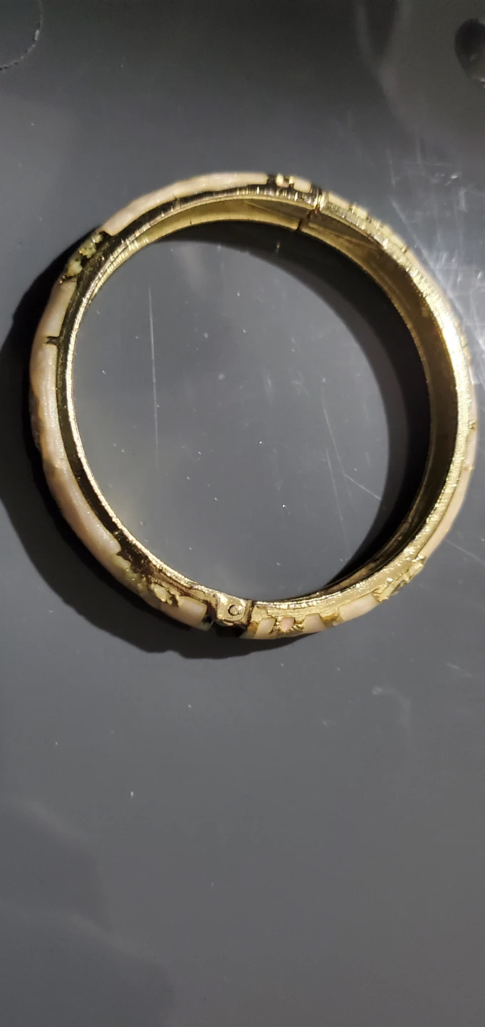 Floral Enamel Hinged Bangle Bracelet