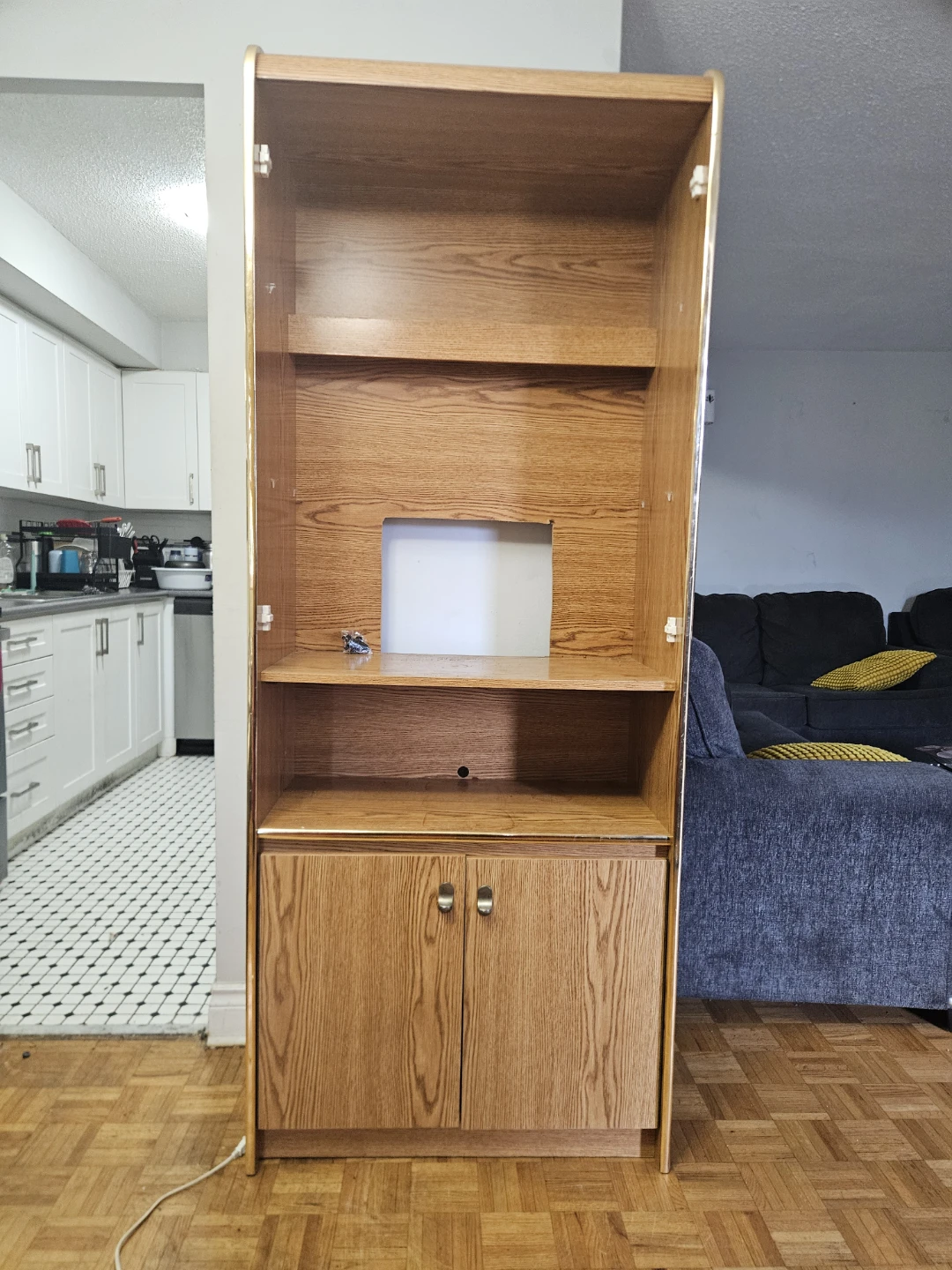 Oak Veneer Entertainment Storage Cabinet
