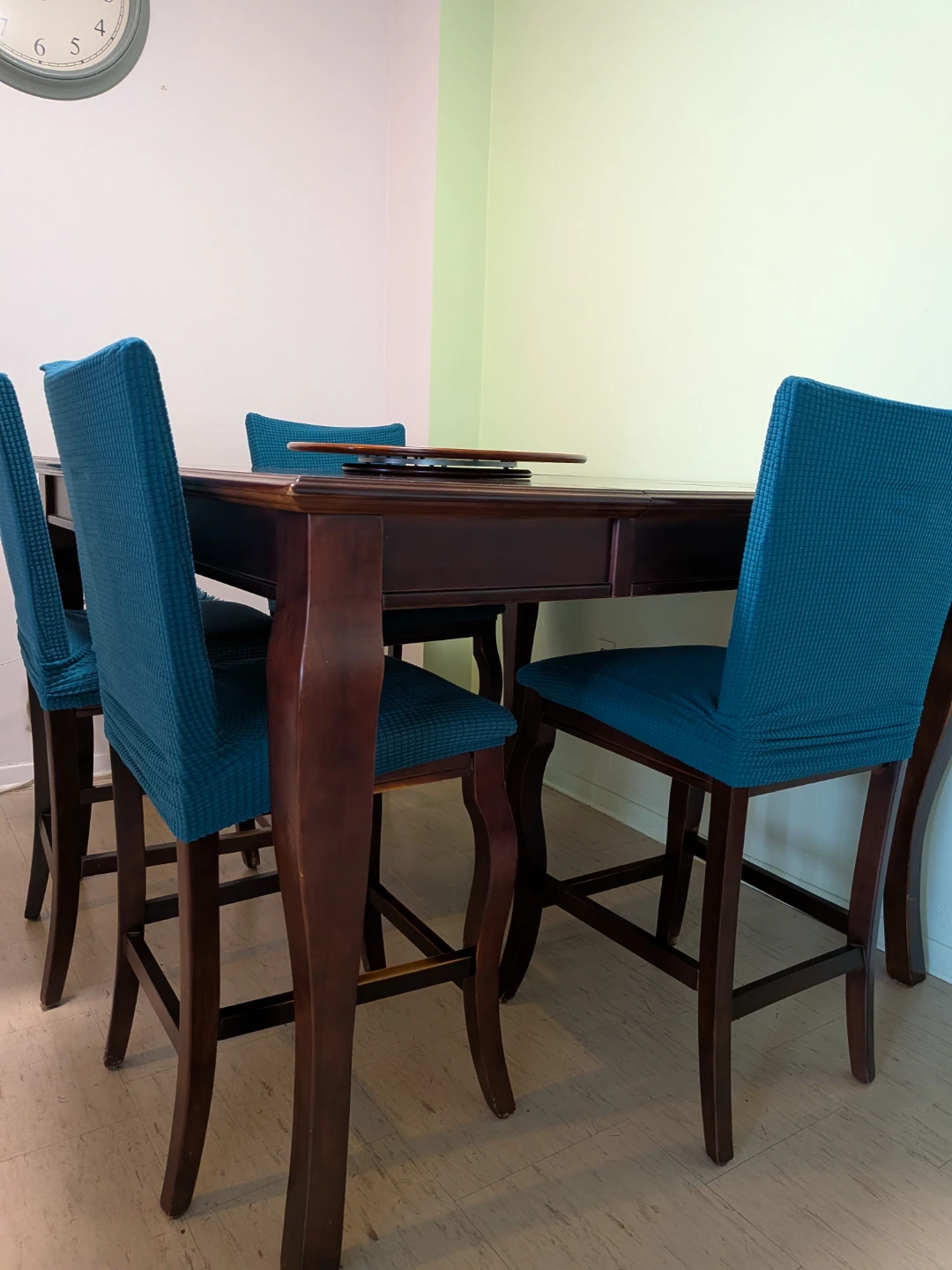 Mahogany high table and chairs