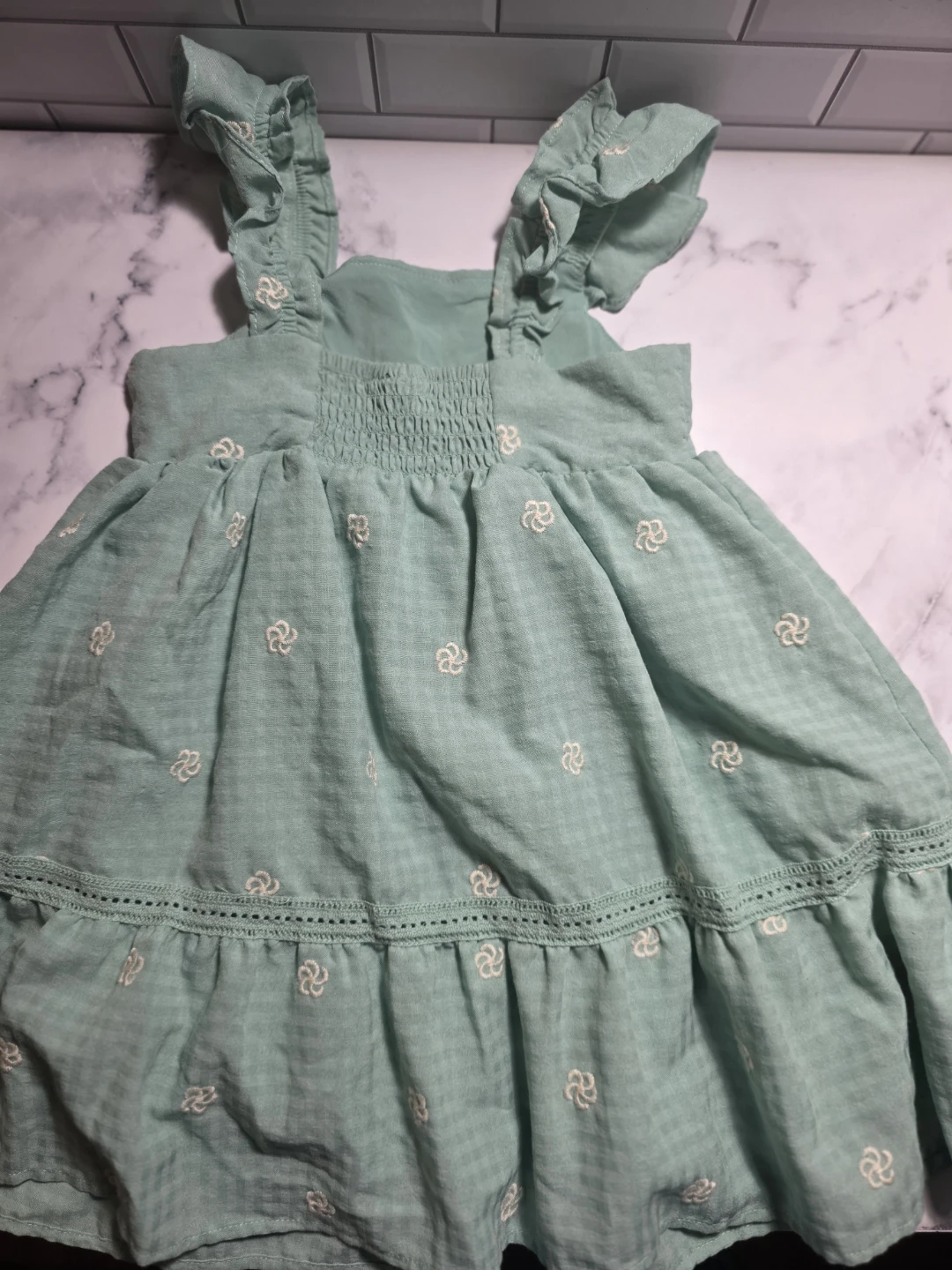 Cat & Jack Green Floral Embroidered Dress - Size 3T - photo 2