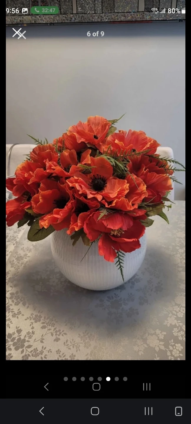 New Artificial Orange Flowers Arrangement  in glass vase - photo 5