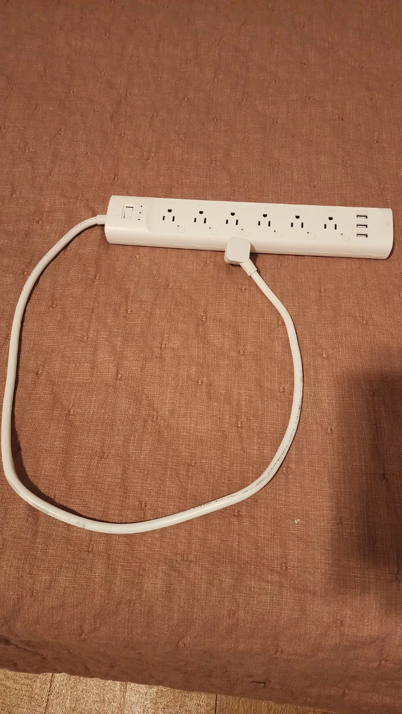 White 6-Outlet Smart Power Strip with 3 USB Ports