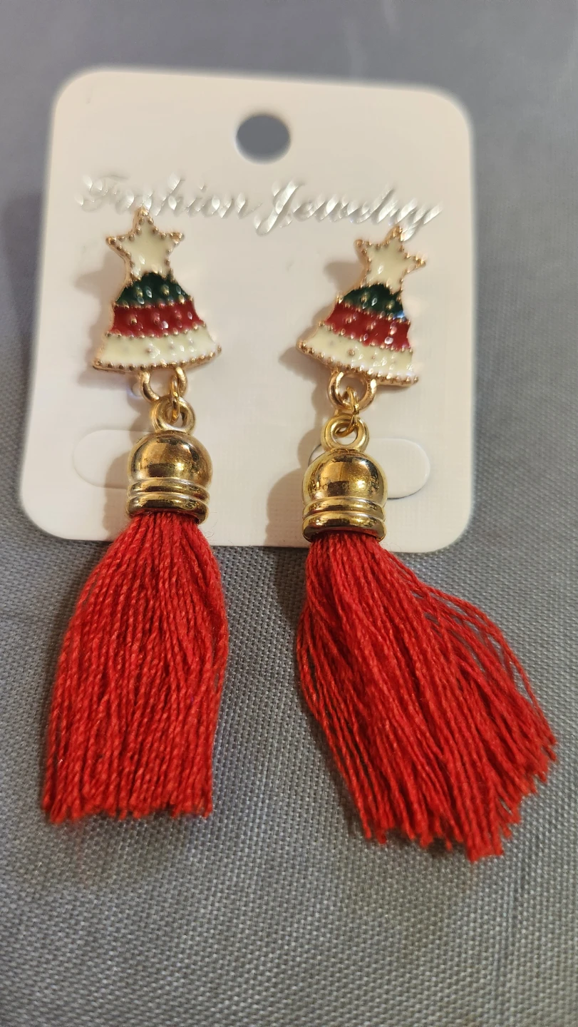 Christmas Tree Tassel Drop Earrings