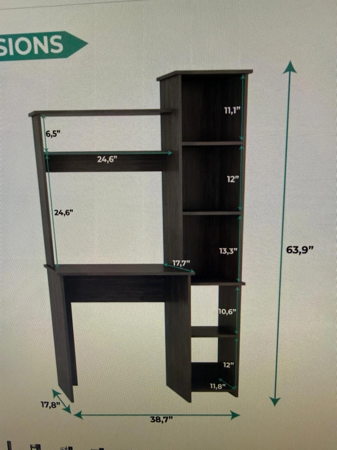 Gray desk and bookshelf - photo 2