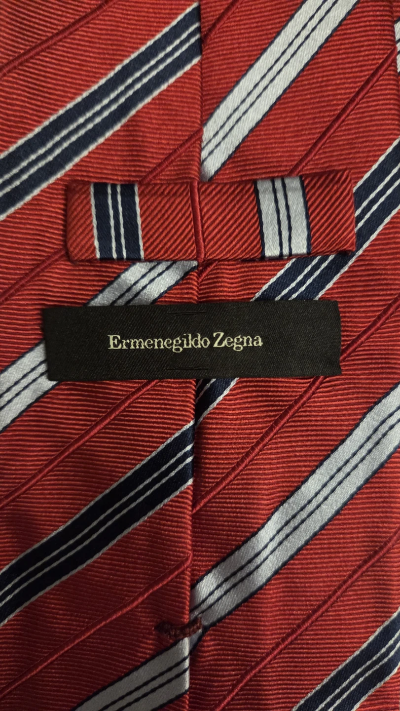 Ermenegildo Zegna Red Striped Silk Tie - photo 2