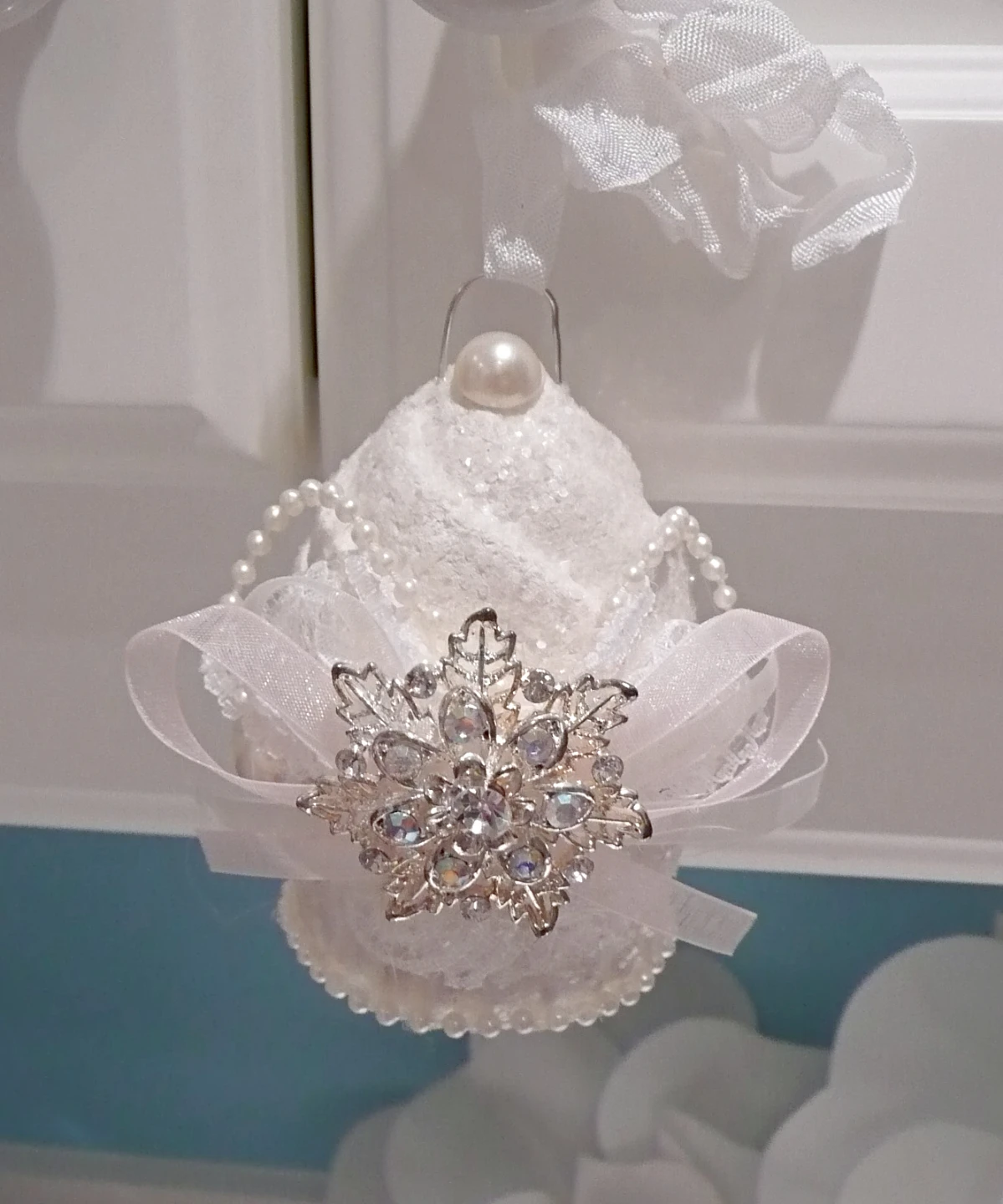 White Beaded Christmas Ornament