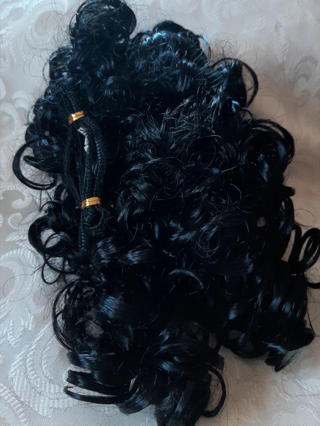 Black curly synthetic hair extension piece - photo 2