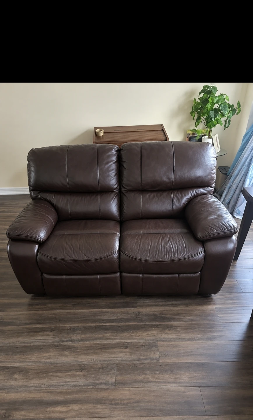 Dark Brown Leather Reclining Sofa Set - photo 2