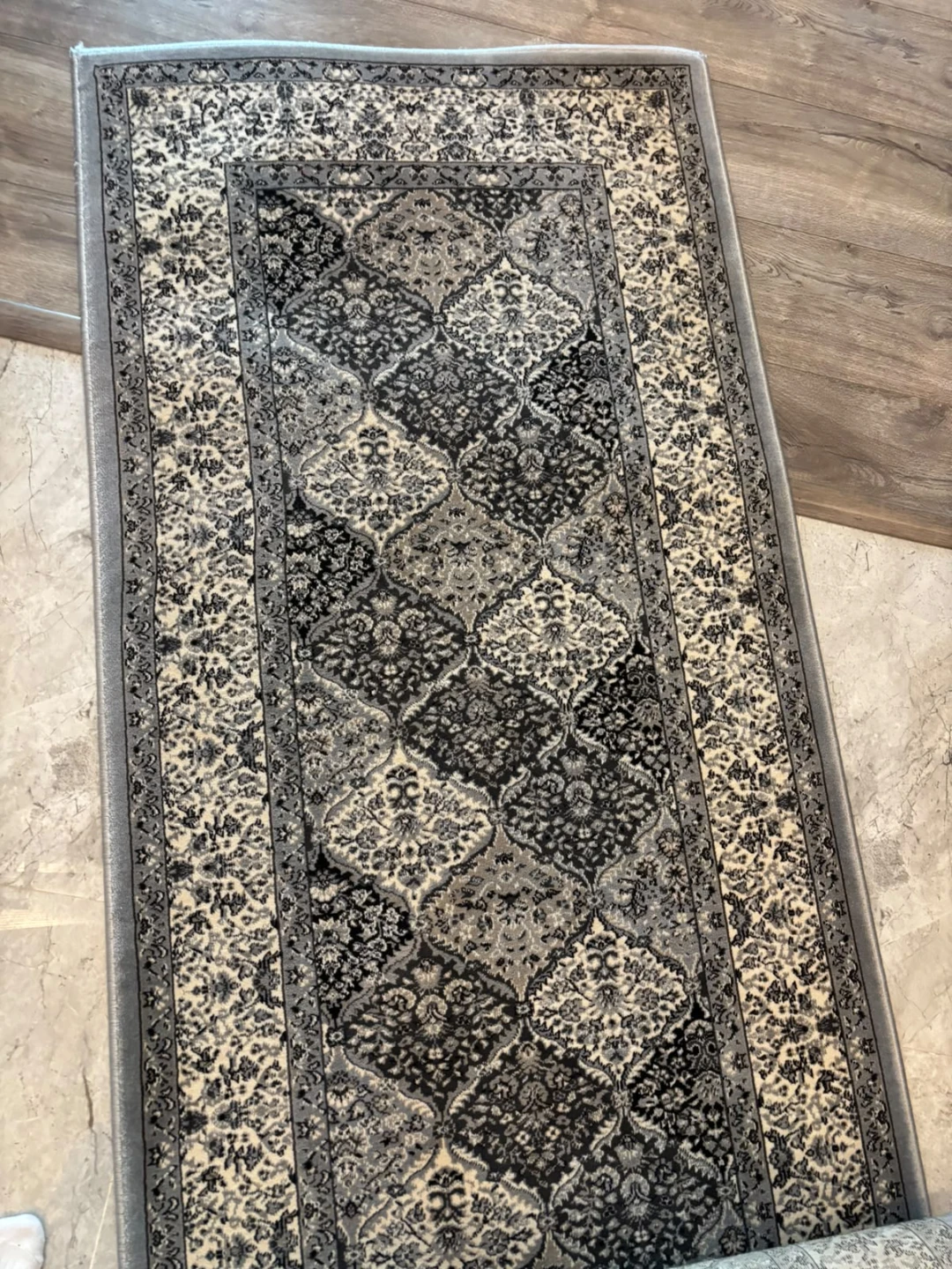 Grey and black Turkish /Persian Rug. - photo 2